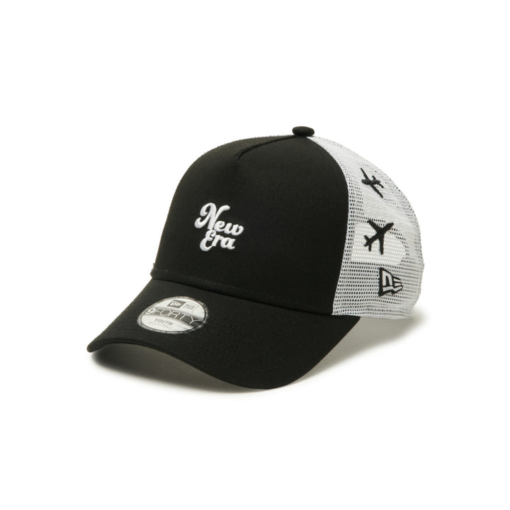 9FORTY Kids A-Frame Trucker Mesh Embroidery Airplane Black/White Snapback