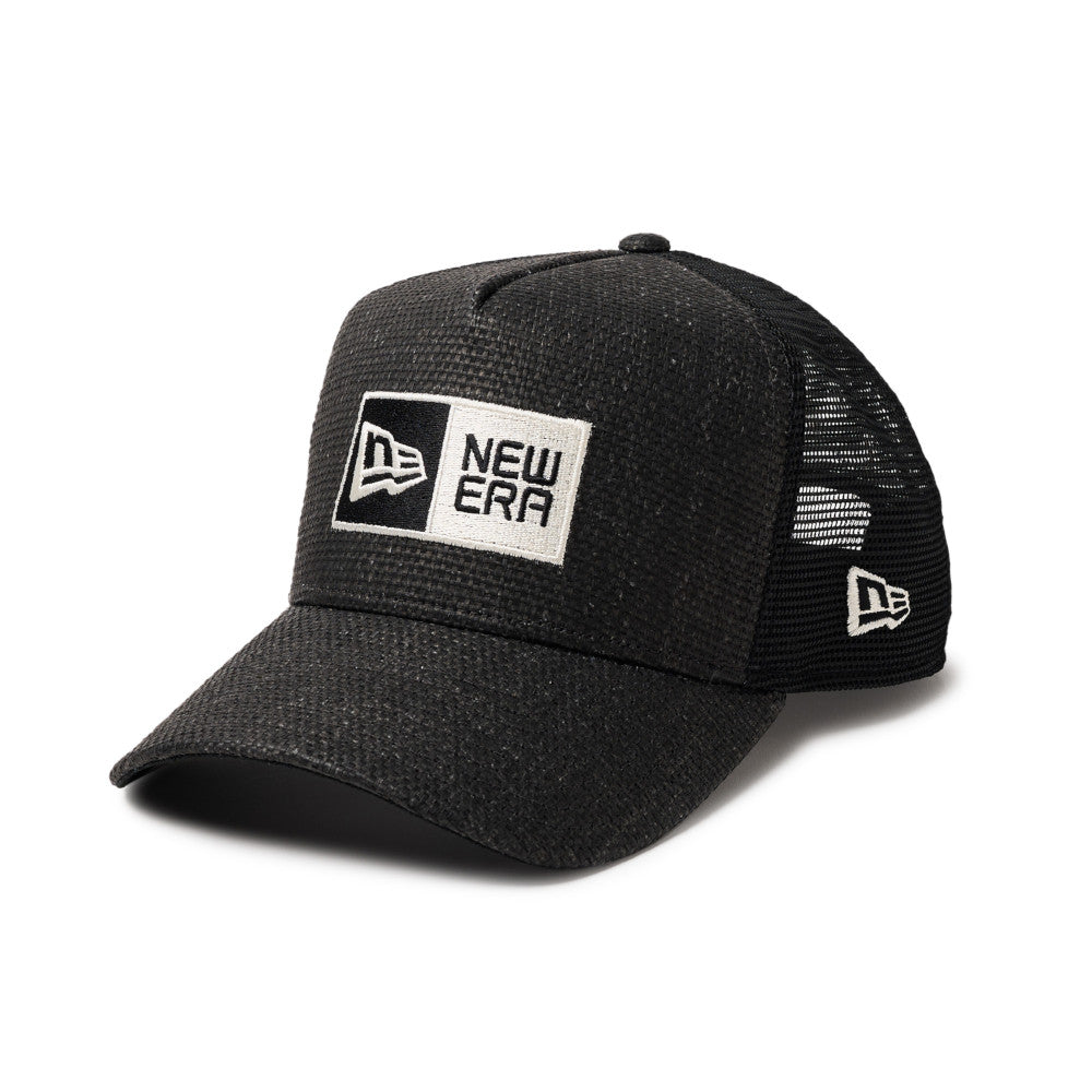 【New Era】★GOLF CAP★9FORTY A-FRAME L BOX LOGO TRUCKER 9FORTY Golf A-Frame Trucker Paper Box Logo Black Snapback