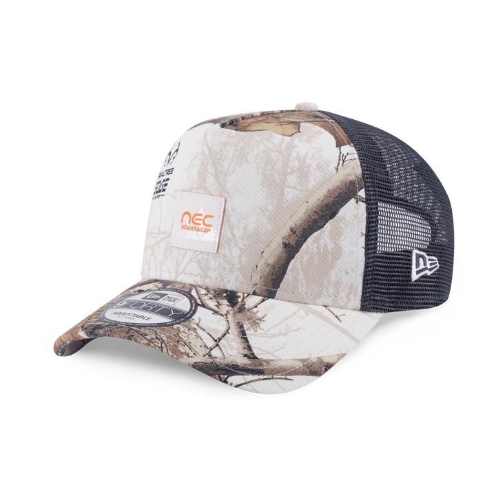 9FORTY A-Frame Trucker Earthy Skin Real Tree Snow Snapback