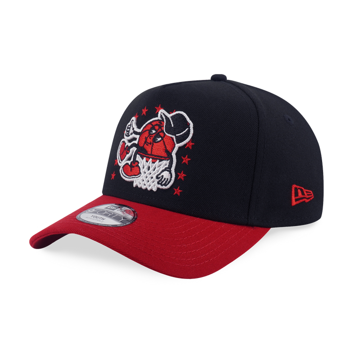 9FORTY A-Frame Kids Chicago Bulls League Mix Cartoon 2-Tone Scarlet Visor Black Snapback