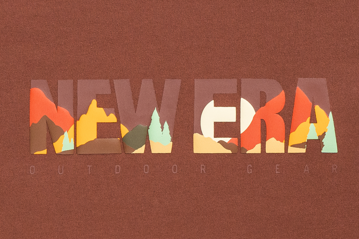 New Era Mountain Logo Deep Auburn Brown Short Sleeve T-Shirt