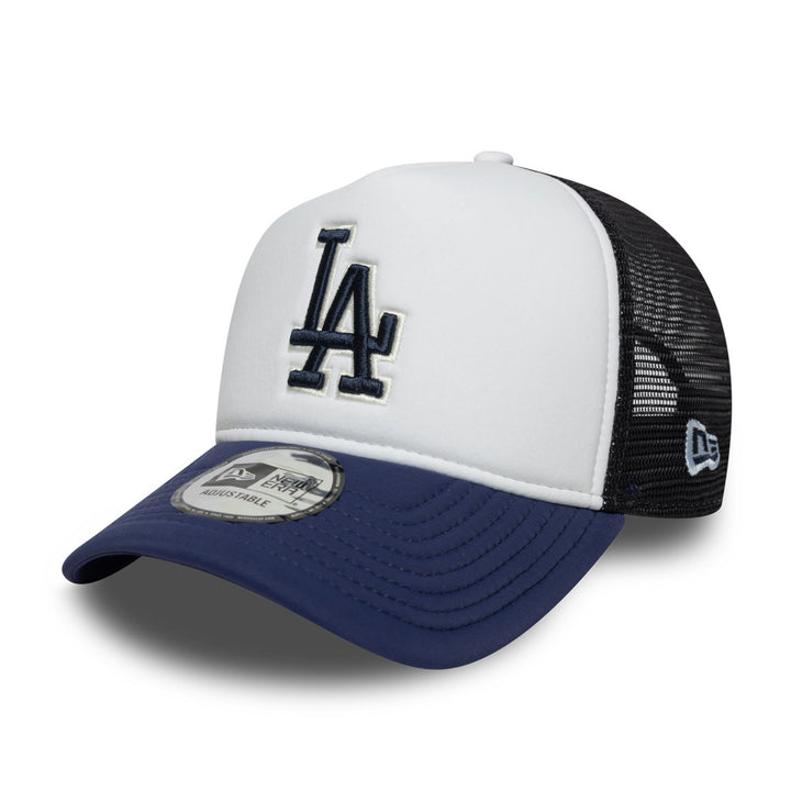 9FORTY E-Frame Trucker Los Angeles Dodgers Cooperstown World Series 2-Tone Navy Visor Optic White Snapback