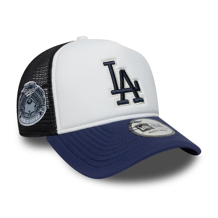 9FORTY E-Frame Trucker Los Angeles Dodgers Cooperstown World Series 2-Tone Navy Visor Optic White Snapback