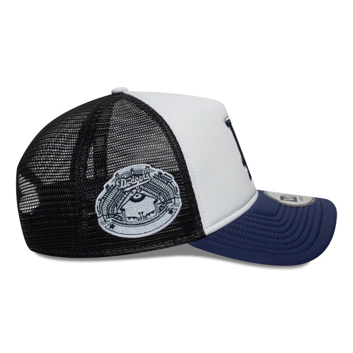 9FORTY E-Frame Trucker Los Angeles Dodgers Cooperstown World Series 2-Tone Navy Visor Optic White Snapback