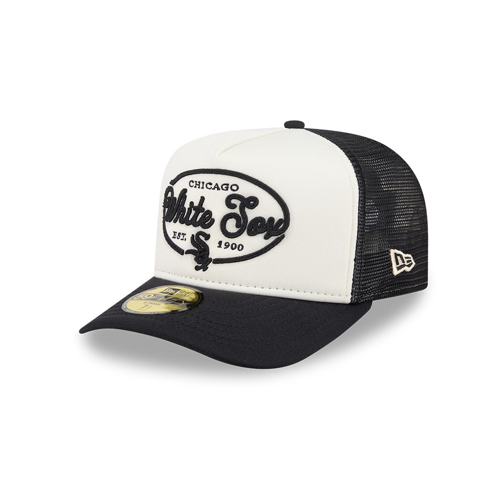 帽子 Chrome embroided black and white cap 59FIFTY A-Frame Pre-Curved Trucker Chicago White Sox 59FIFTY® Day