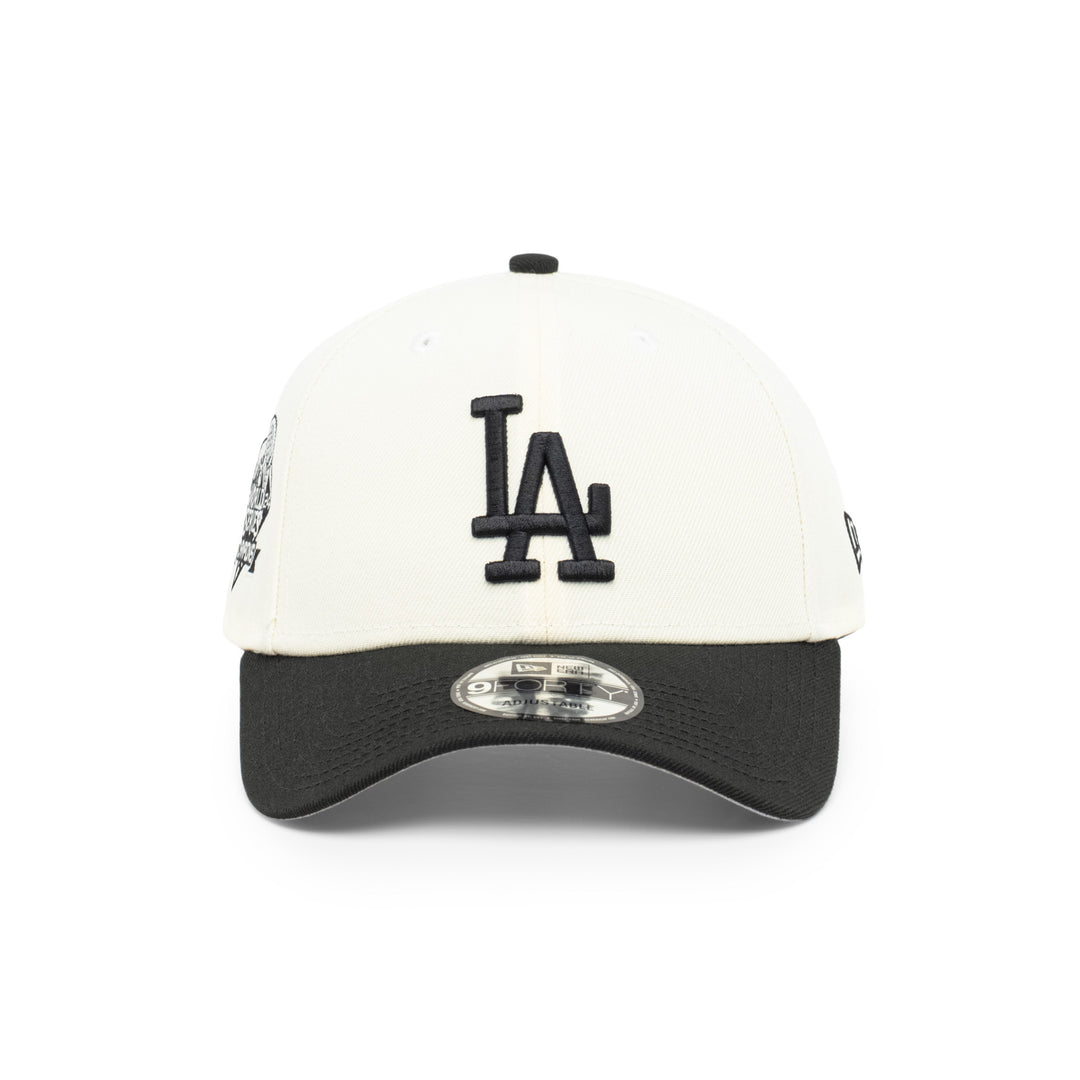 9FORTY Los Angeles Dodgers World Series Champions 2024 2-Tone Black Visor Chrome White Snapback