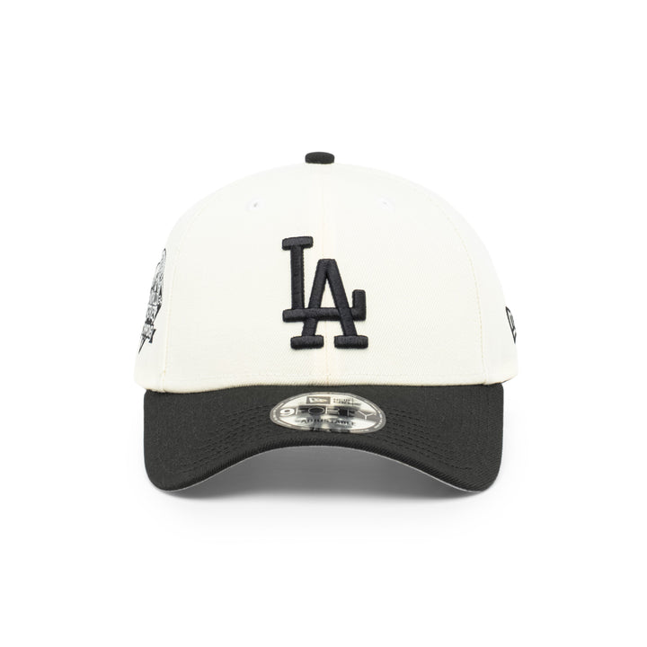 9FORTY Los Angeles Dodgers World Series Champions 2024 2-Tone Black Visor Chrome White Snapback