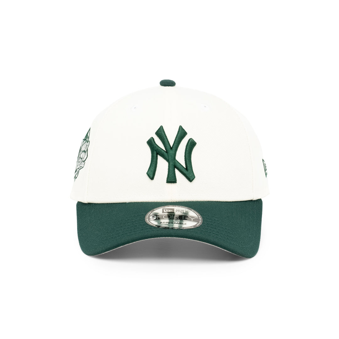 9FORTY New York Yankees 2-Tone World Series 1999 2-Tone Dark Green Visor Chrome White Snapback