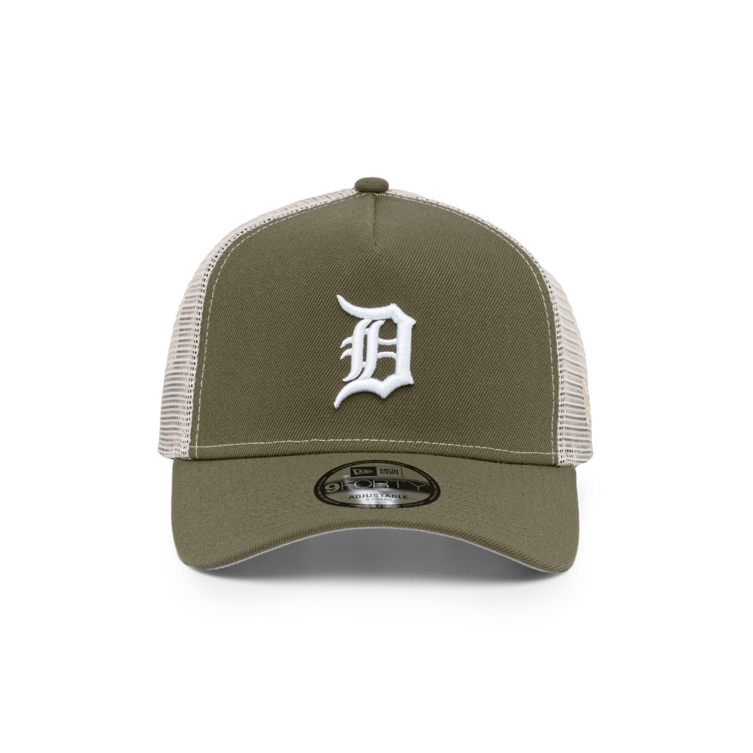 9FORTY A-Frame Trucker Detroit Tigers New Olive Snapback