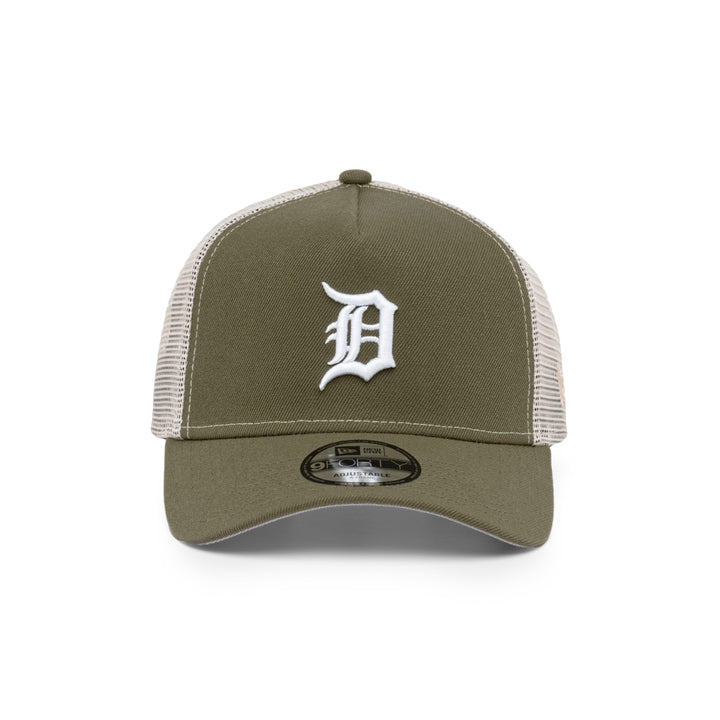9FORTY A-Frame Trucker Detroit Tigers New Olive Snapback