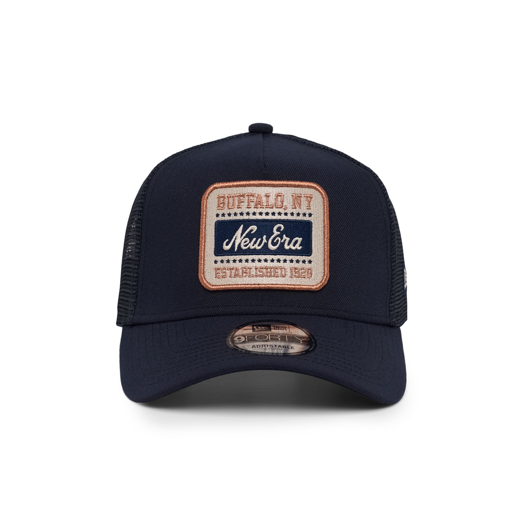 9FORTY A-Frame Trucker New Era Patch Navy Stone Snapback