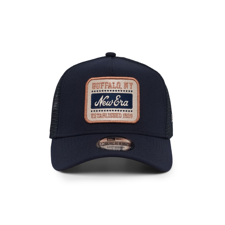 9FORTY A-Frame Trucker New Era Patch Navy Stone Snapback