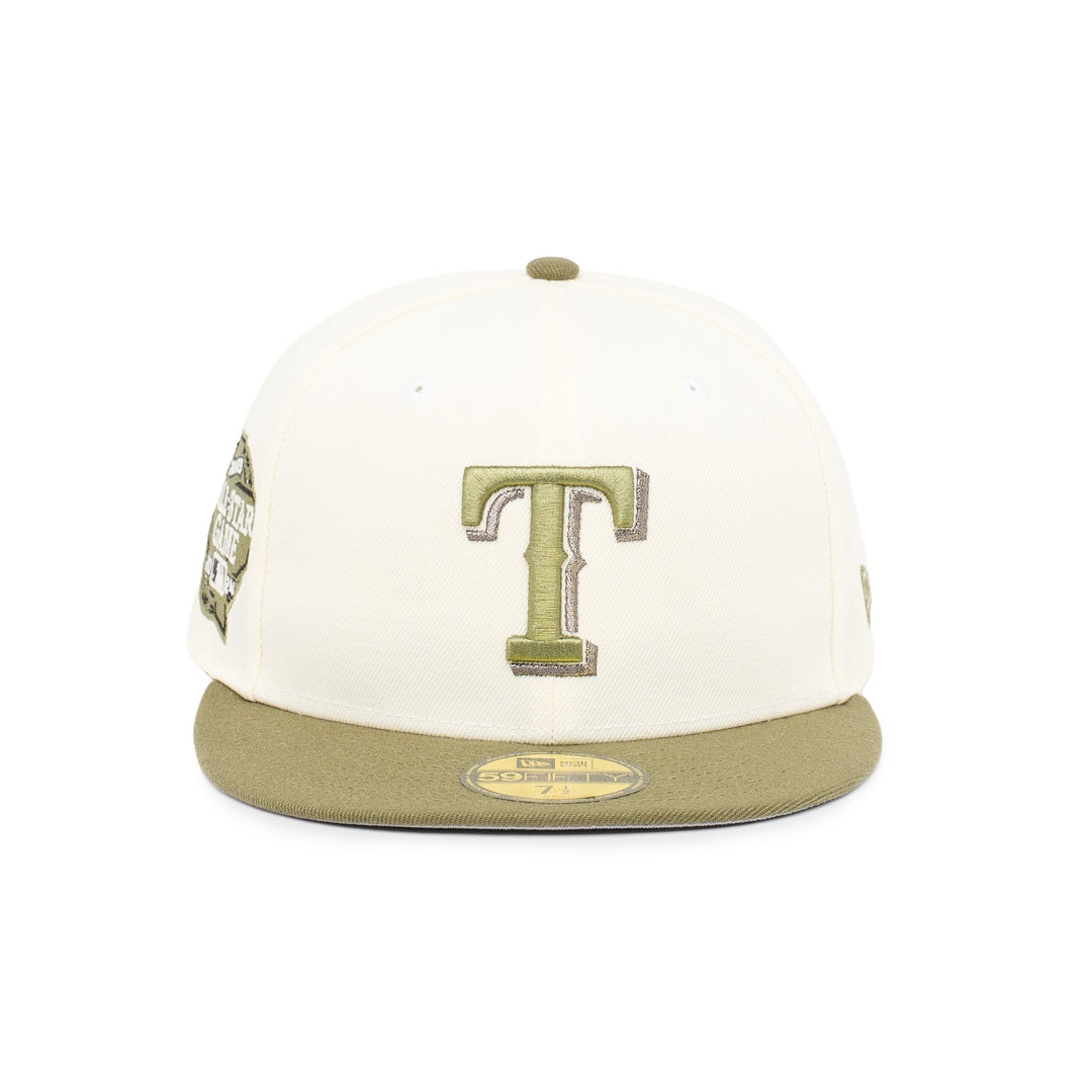 59FIFTY Texas Rangers All Star Game 2024 2-Tone New Olive Visor Chrome White Fitted