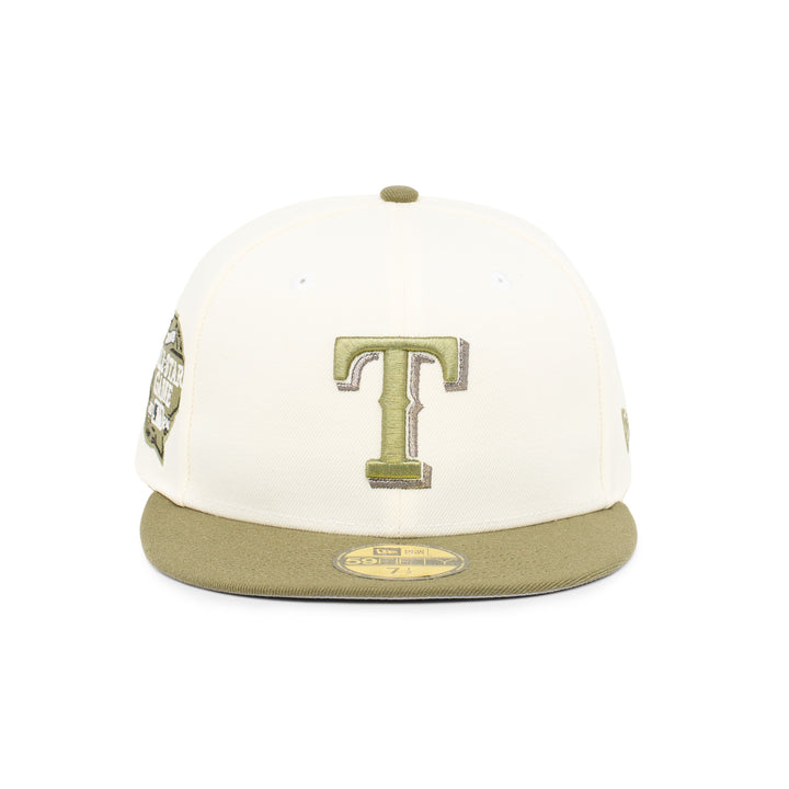 59FIFTY Texas Rangers All Star Game 2024 2-Tone New Olive Visor Chrome White Fitted