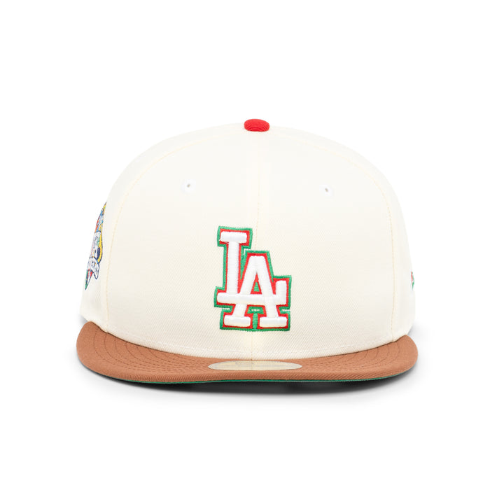 59FIFTY Los Angeles Dodgers Viva Los Dodgers 2-Tone Tiramisu Visor Chrome White Fitted
