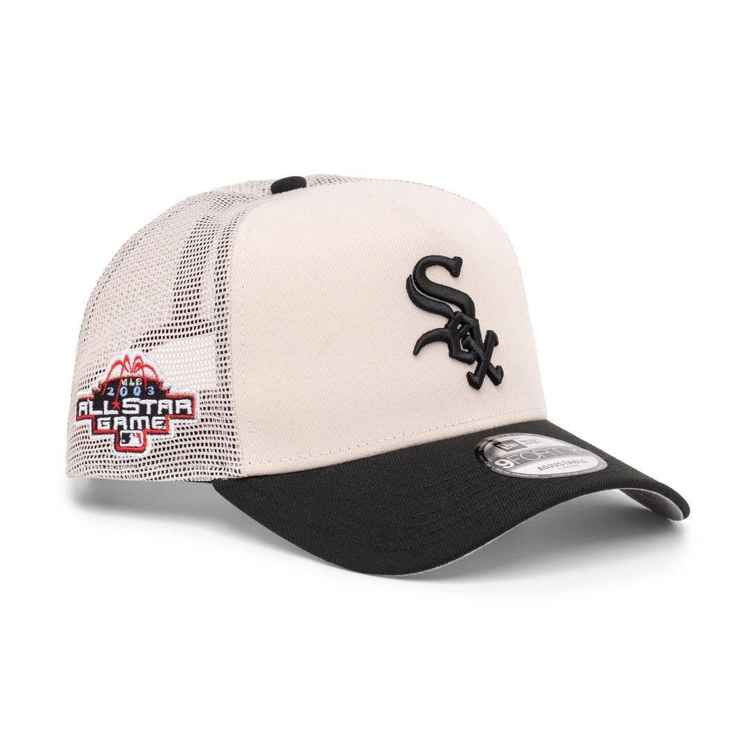9FORTY A-Frame Trucker Chicago White Sox All Star Game 2003 2-Tone Black Visor Stone Snapback