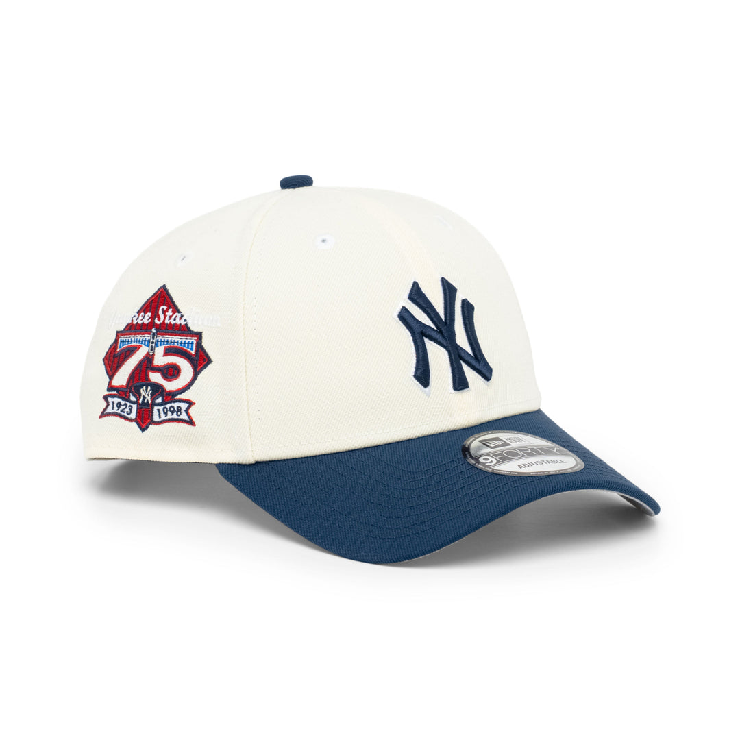9FORTY New York Yankees Stadium 75th Anniversary 2-Tone Oceanside Blue Visor Chrome White Snapback
