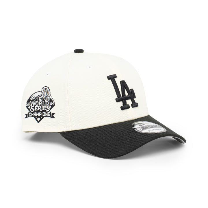 9FORTY Los Angeles Dodgers World Series Champions 2024 2-Tone Black Visor Chrome White Snapback