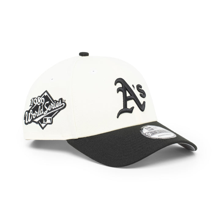 9FORTY Oakland Athletics World Series 1989 2-Tone Black Visor Chrome White Snapback