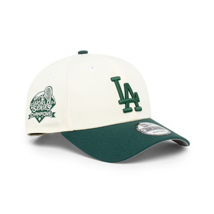 9FORTY Los Angeles Dodgers World Series Champions 2024 2-Tone Dark Green Visor Chrome White  Snapback
