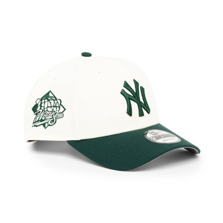 9FORTY New York Yankees 2-Tone World Series 1999 2-Tone Dark Green Visor Chrome White Snapback