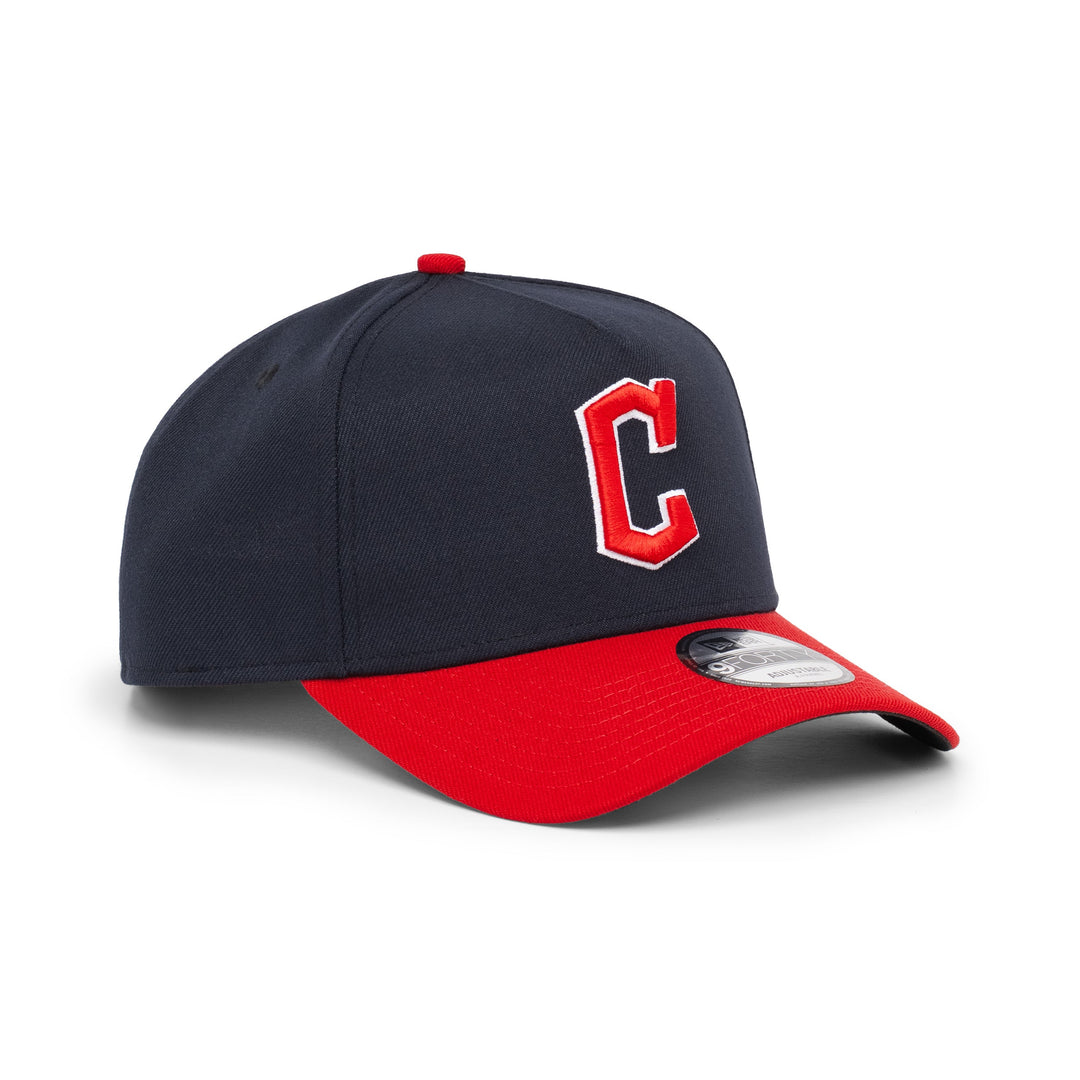 9FORTY A-Frame Cleveland Guardians Basic Team 2-Tone Scarlet Visor Navy Snapback