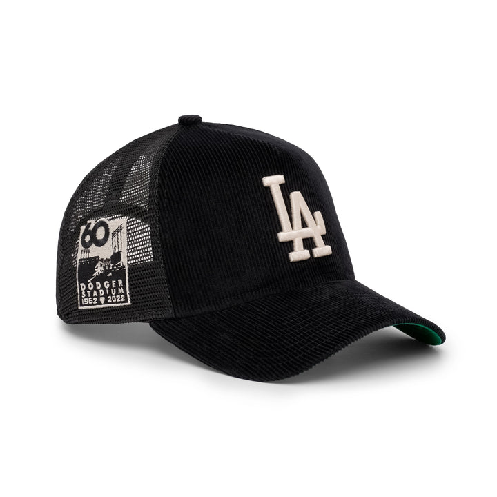 9FORTY A-Frame Trucker Los Angeles Dodgers Stadium 60th Anniversary Black Snapback