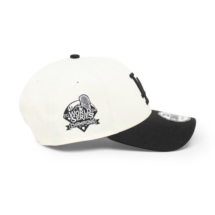 9FORTY Los Angeles Dodgers World Series Champions 2024 2-Tone Black Visor Chrome White Snapback