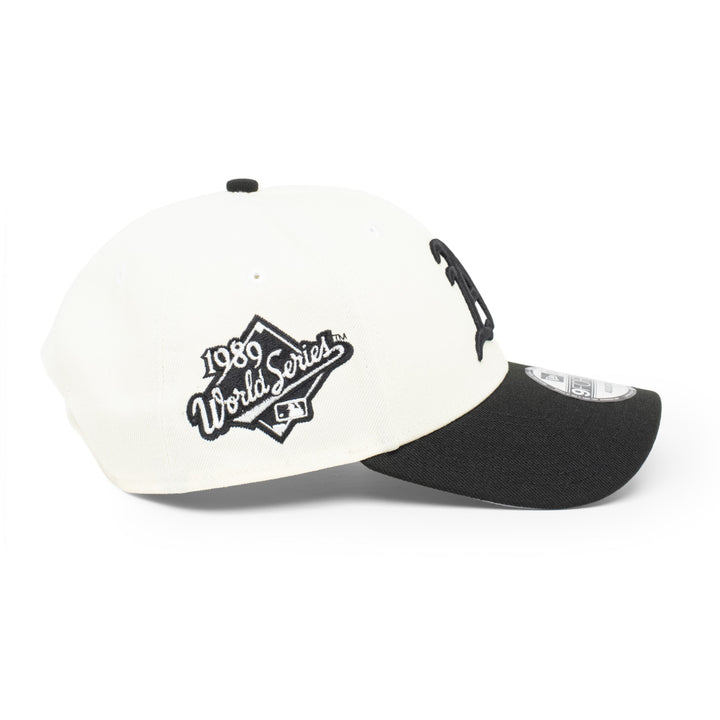 9FORTY Oakland Athletics World Series 1989 2-Tone Black Visor Chrome White Snapback
