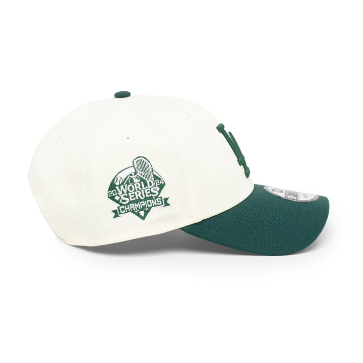 9FORTY Los Angeles Dodgers World Series Champions 2024 2-Tone Dark Green Visor Chrome White  Snapback