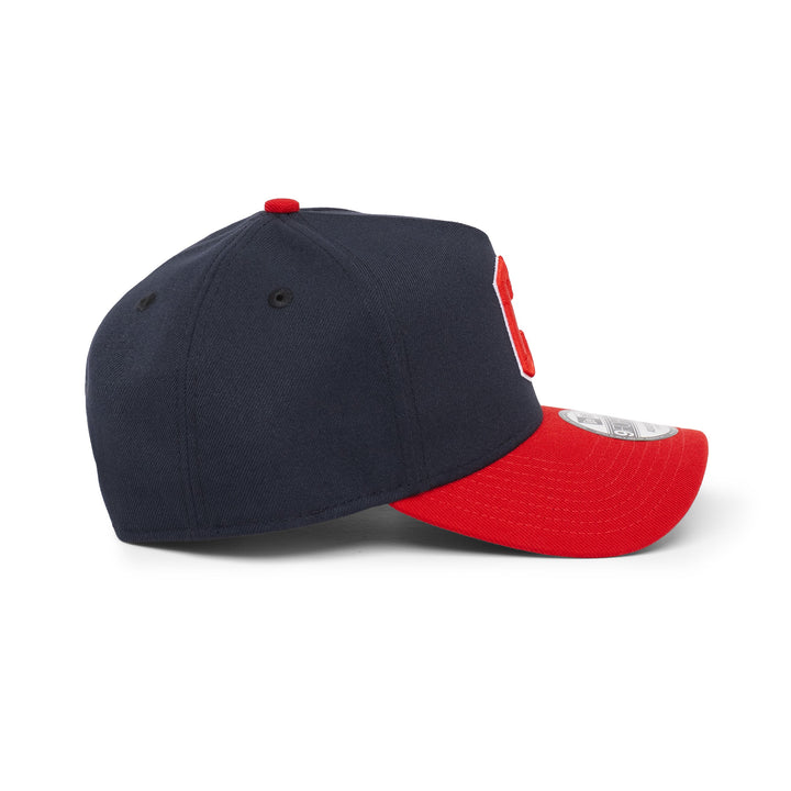 9FORTY A-Frame Cleveland Guardians Basic Team 2-Tone Scarlet Visor Navy Snapback
