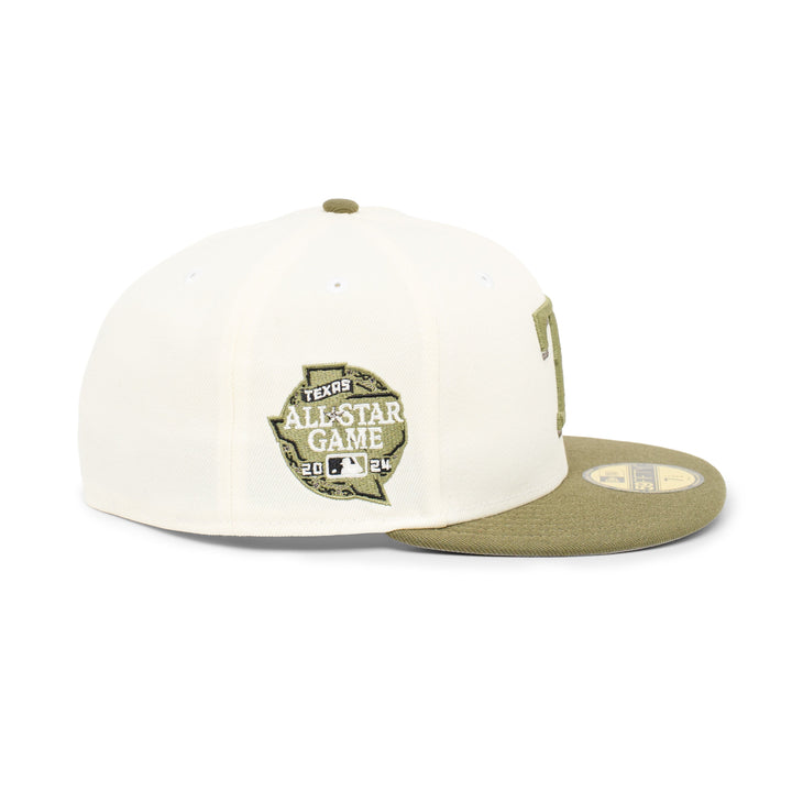 59FIFTY Texas Rangers All Star Game 2024 2-Tone New Olive Visor Chrome White Fitted