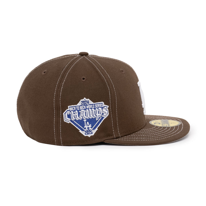 59FIFTY Los Angeles Dodgers Back To Back World Series Champs Walnut Fitted