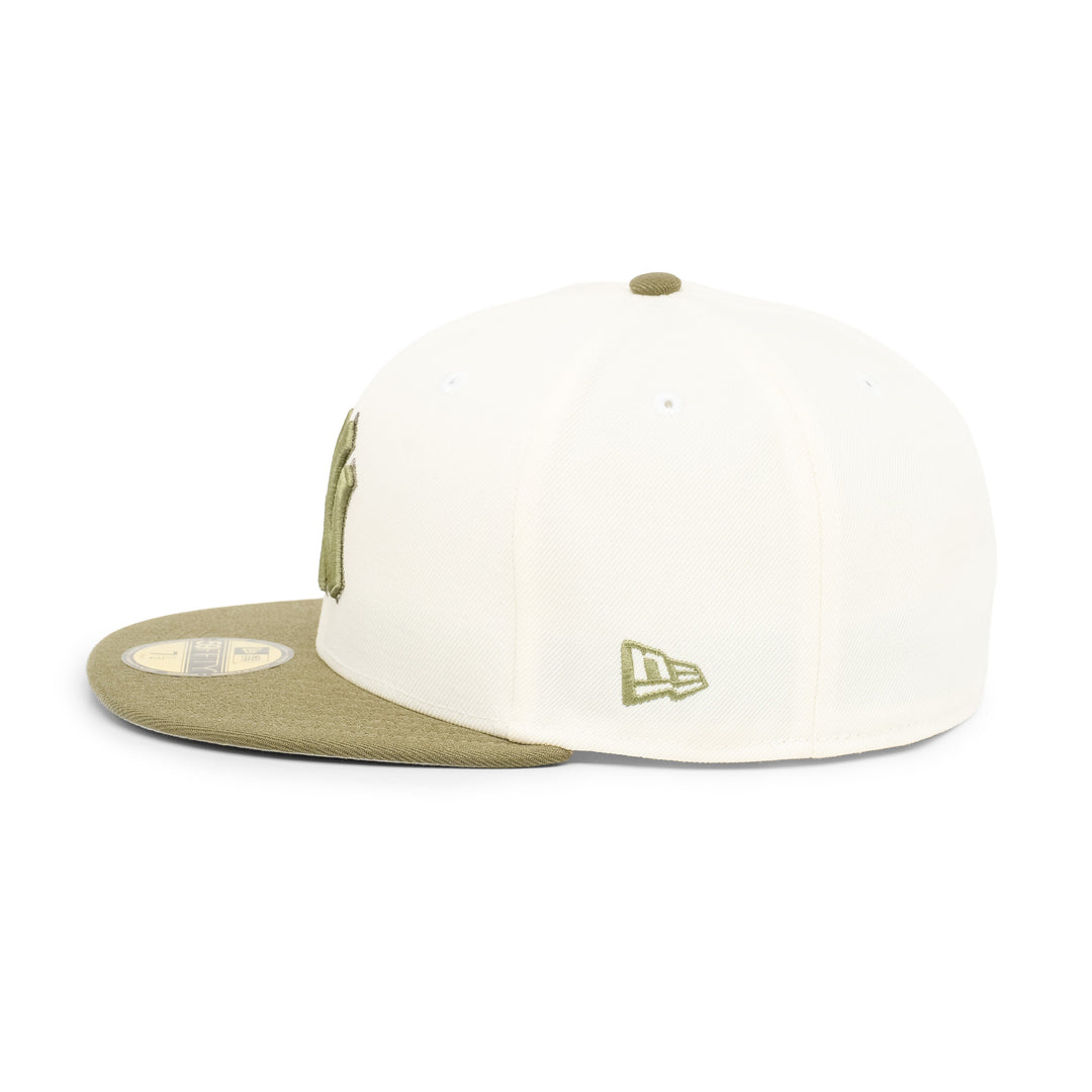 59FIFTY New York Yankees All Star Game 2008 2-Tone New Olive Visor Chrome White Fitted
