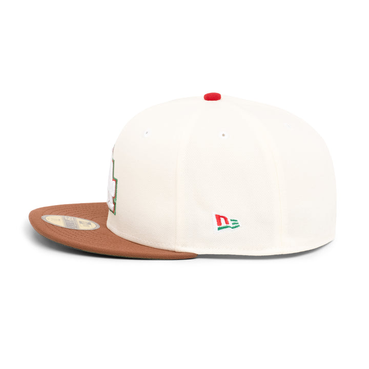 59FIFTY Los Angeles Dodgers Viva Los Dodgers 2-Tone Tiramisu Visor Chrome White Fitted