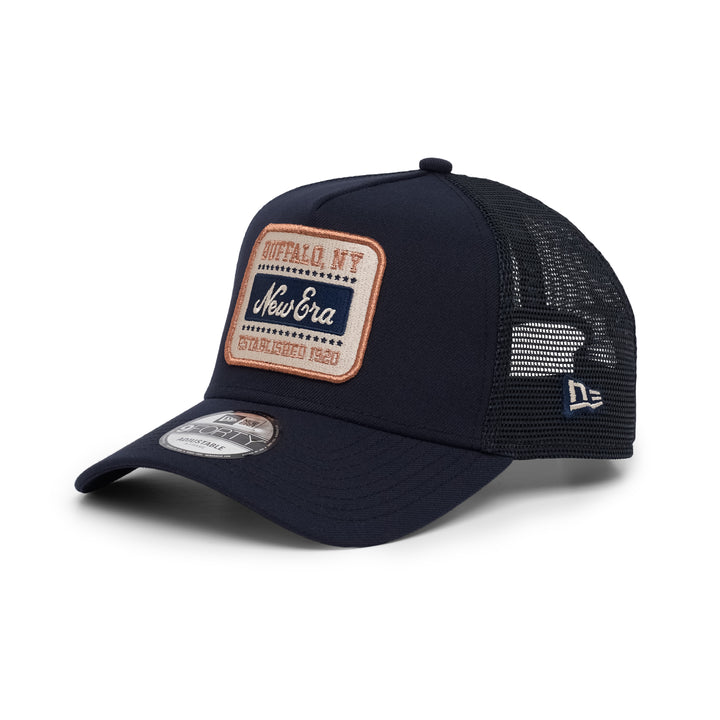 9FORTY A-Frame Trucker New Era Patch Navy Stone Snapback