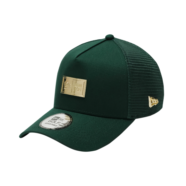 9FORTY A-Frame Golf Trucker Metal Plate Dark Green Snapback