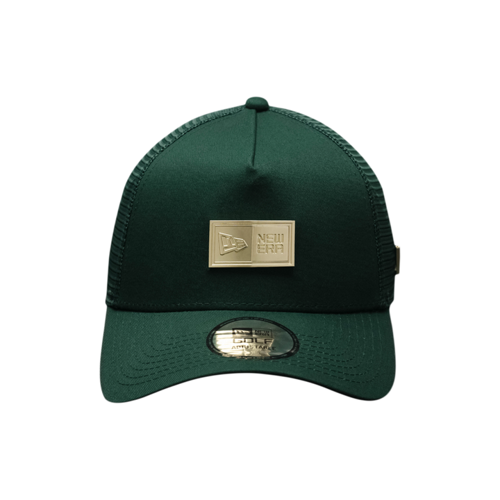 9FORTY A-Frame Golf Trucker Metal Plate Dark Green Snapback