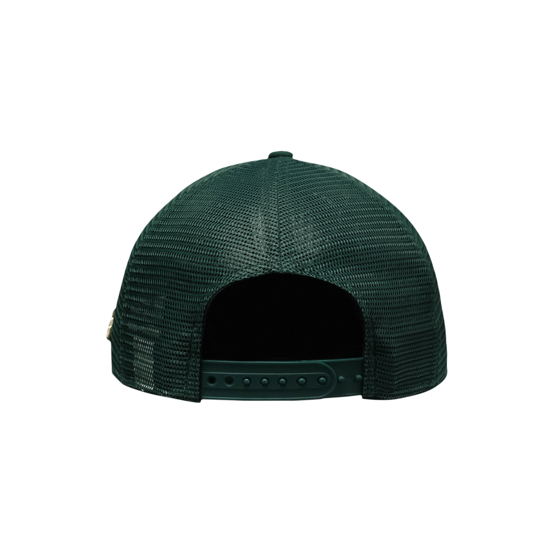 9FORTY A-Frame Golf Trucker Metal Plate Dark Green Snapback
