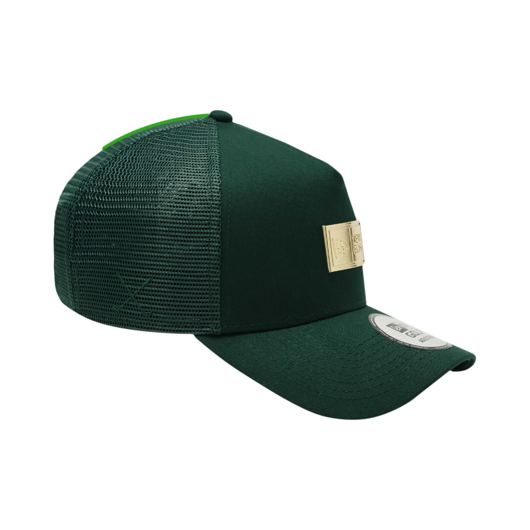9FORTY A-Frame Golf Trucker Metal Plate Dark Green Snapback