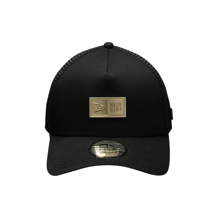 9FORTY A-Frame Golf Trucker Metal Plate Black Snapback