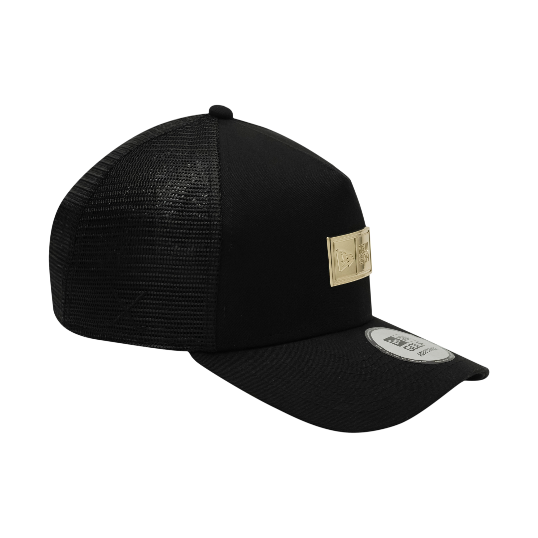 9FORTY A-Frame Golf Trucker Metal Plate Black Snapback