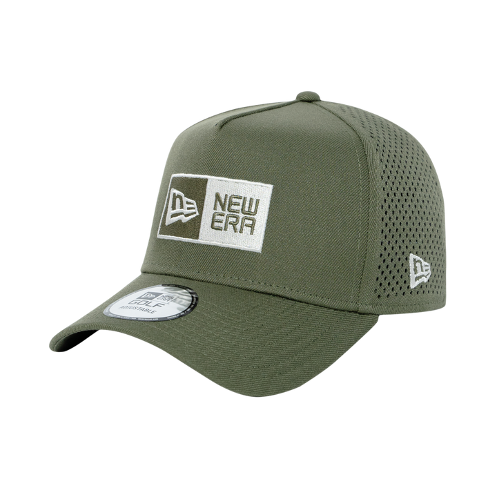 9FORTY A-Frame Golf Box Logo Laser Perforated Olive Snapback