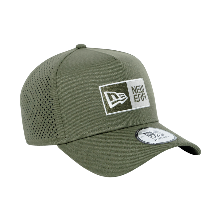 9FORTY A-Frame Golf Box Logo Laser Perforated Olive Snapback