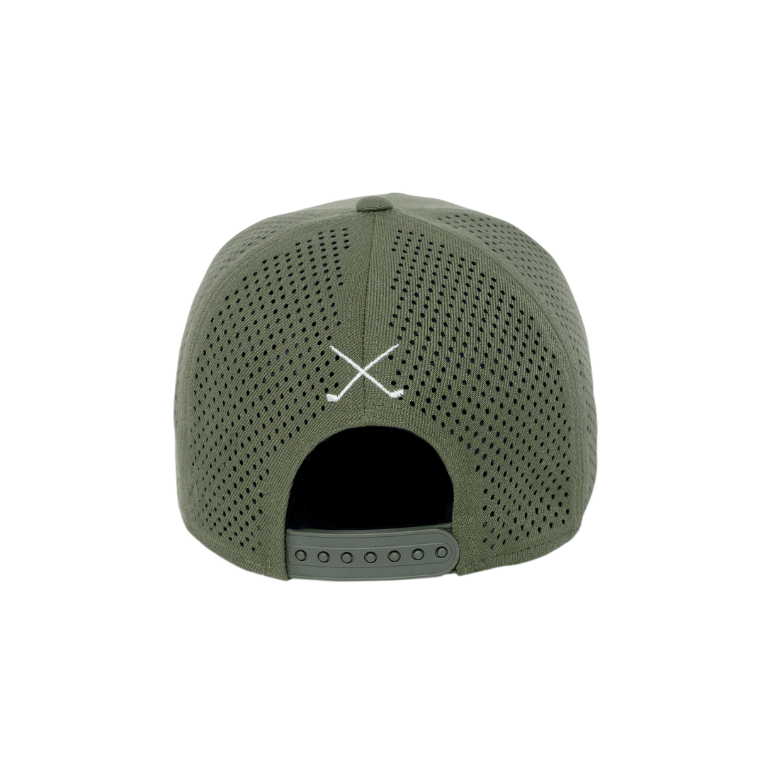 9FORTY A-Frame Golf Box Logo Laser Perforated Olive Snapback