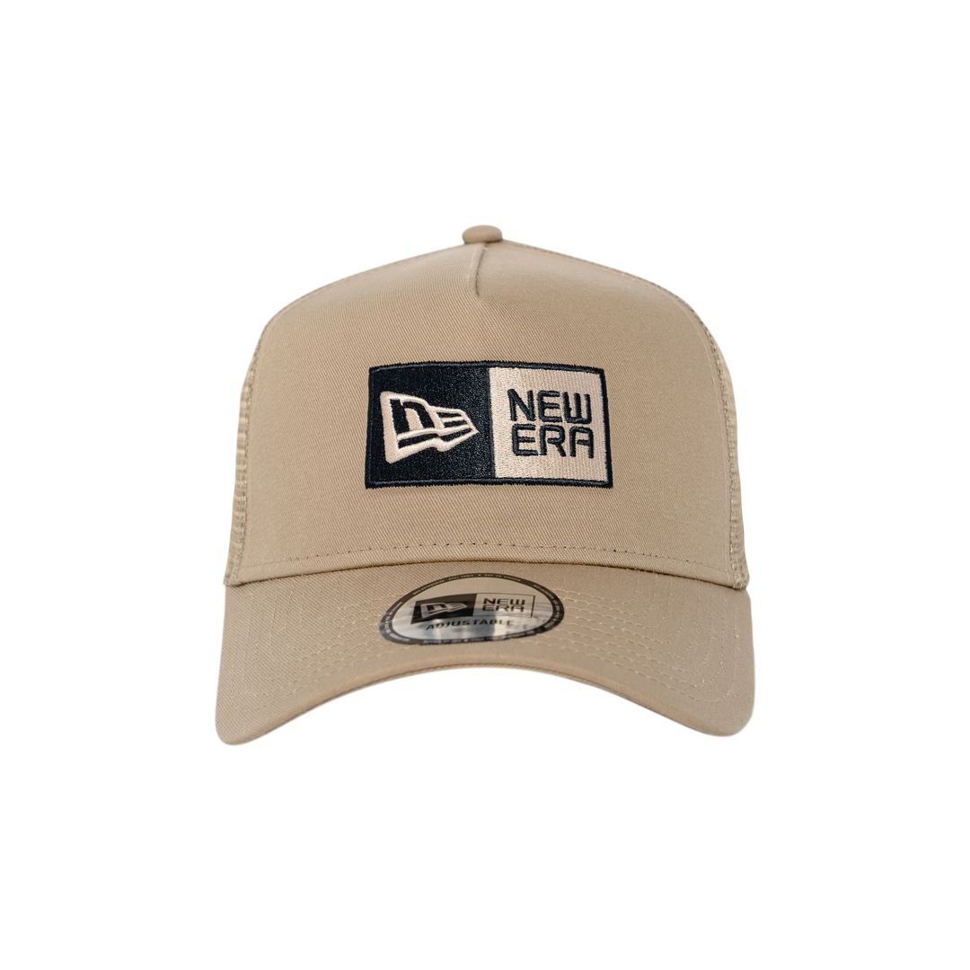 9FORTY A-Frame Trucker Box Logo Khaki Snapback
