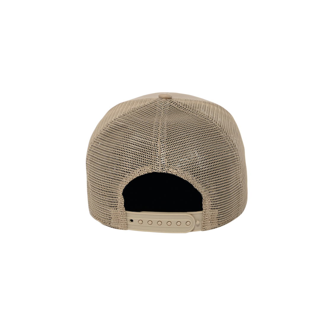9FORTY A-Frame Trucker Box Logo Khaki Snapback
