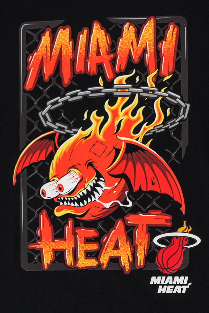 Miami Heat NBA Gnarly Black Oversized Short Sleeve T-Shirt