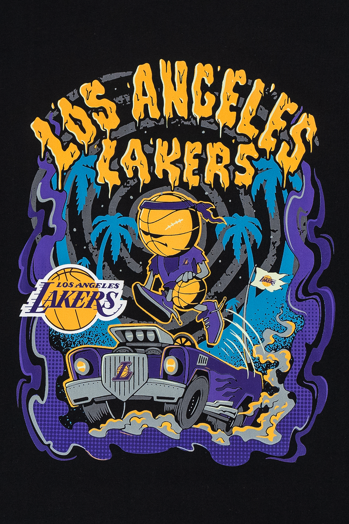 Los Angeles Lakers NBA Gnarly Oversized Black Short Sleeve T-Shirt