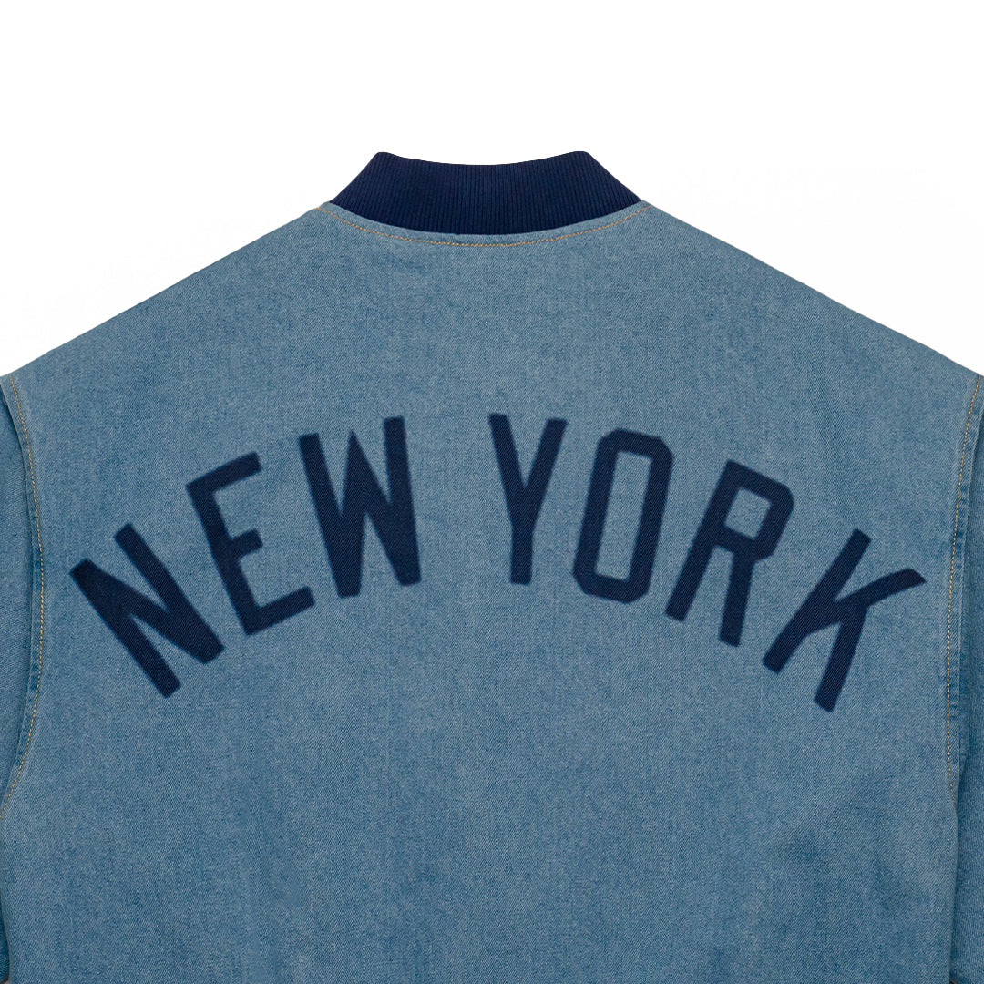 New York Yankees Retro Denim Blue Padded Jacket
